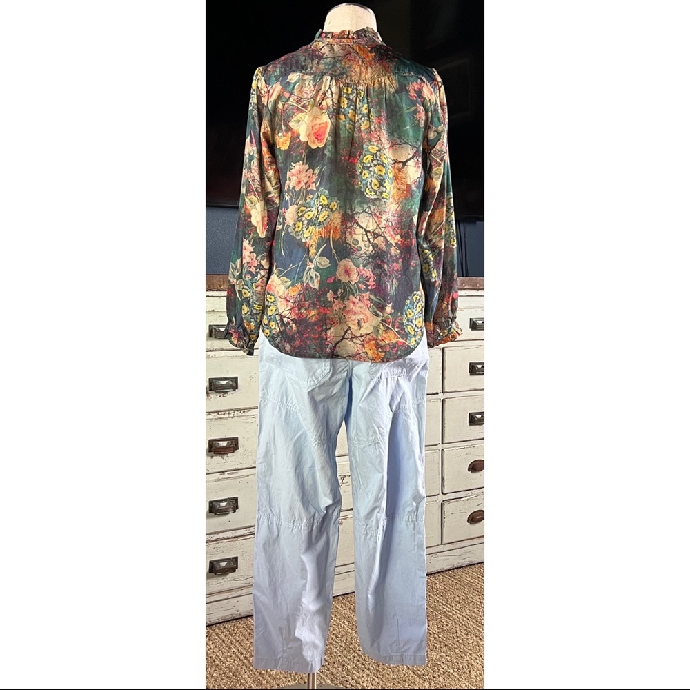 Johnny Was Traviata Leda Moody Floral 100% Silk Blouse XS - Picture 10 of 13